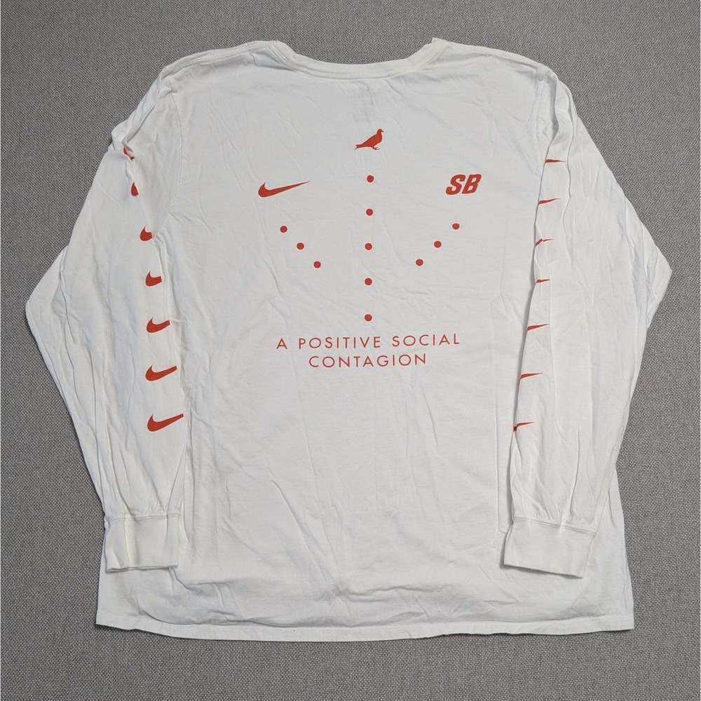 Nike SB Staple Pigeon Men's White XXL Long Sleeve Graphic Tee "Social Contagion"